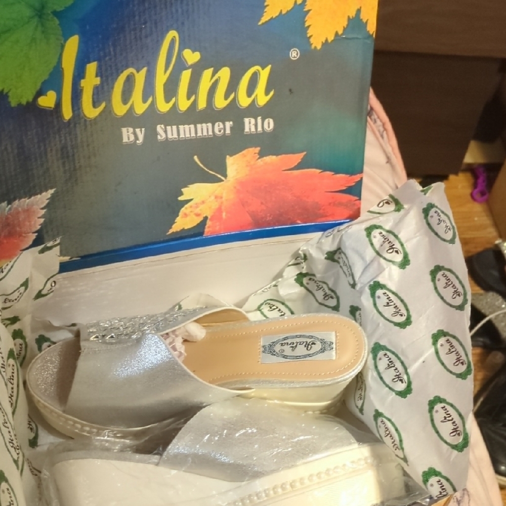 Italina Shimmering Silver Sandals